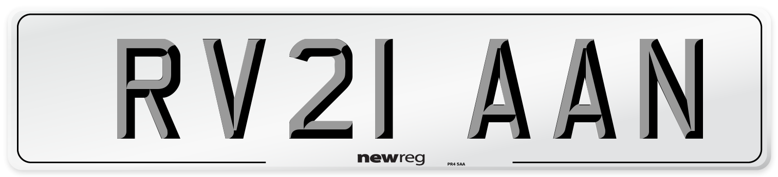 RV21 AAN Number Plate from New Reg
